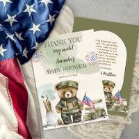 Een kleine soldaat teddybeer baby shower
