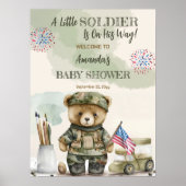 Een kleine soldaat teddybeer babyshower poster (Voorkant)