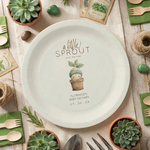 Een Kleine Spruit Baby Shower Papieren Bordje