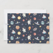 Een kleine stap | Space Animals 1e verjaardag foto Kaart (Achterkant)