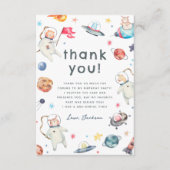 Een kleine stap | Space Animals 1e verjaardagsfees Bedankkaart (Voorkant)