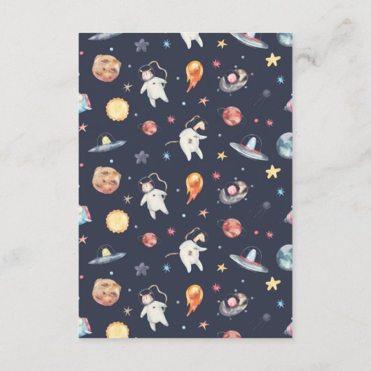 Een kleine stap | Space Animals 1e verjaardagsfees Bedankkaart (Achterkant)