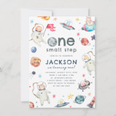 Een kleine stap | Space Animals 1e verjaardagsfees Kaart (Voorkant)