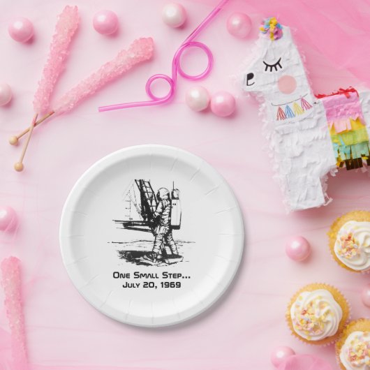 Eén kleine stapje Apollo 11-bewegend landing Papieren Bordje (Feest)
