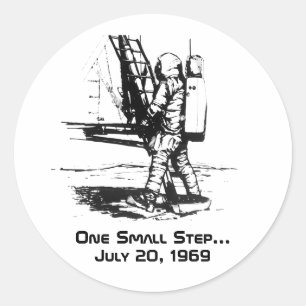Eén kleine stapje Apollo 11-bewegend landing Ronde Sticker
