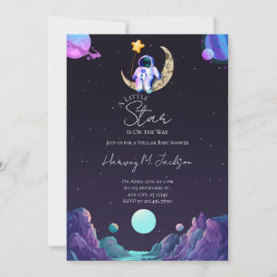 Een kleine ster   Ruimte   Moon Baby shower Kaart