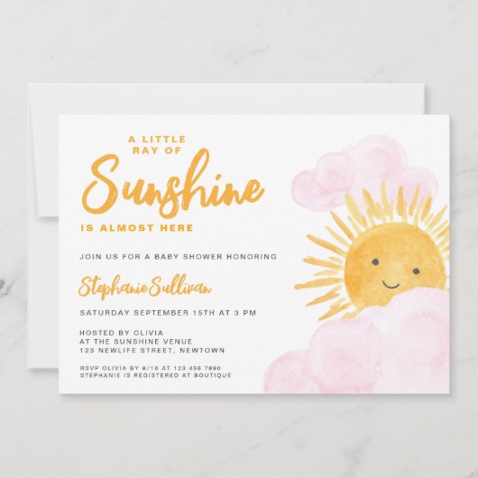 Een kleine straal van Sunshine Girl's Baby shower Kaart (Voorkant)