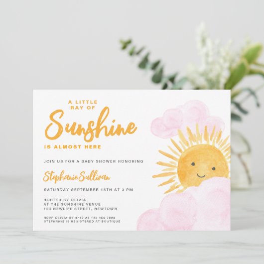 Een kleine straal van Sunshine Girl's Baby shower Kaart (Staand voorkant)