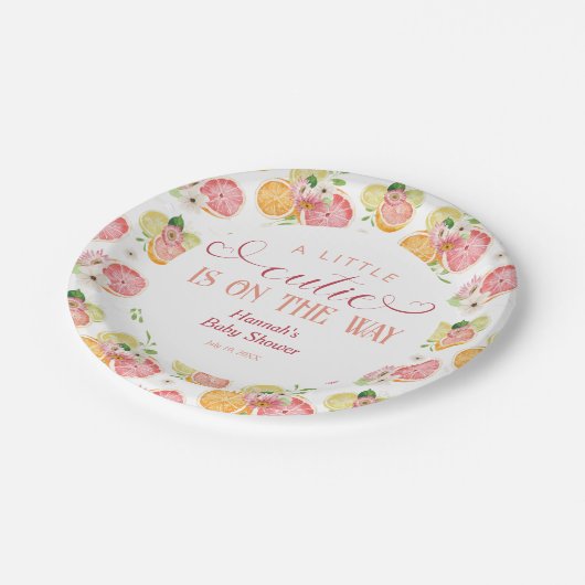 Een kleine stropdas is onderweg Baby shower Papieren Bordje (Gekanteld)