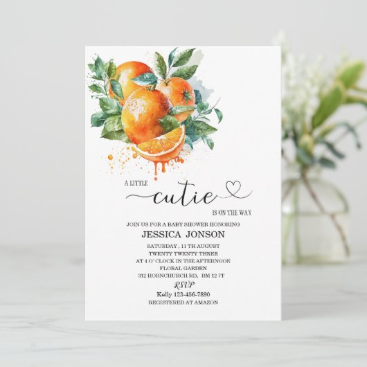 Een kleine stropdas is onderweg naar baby shower kaart (Staand voorkant)