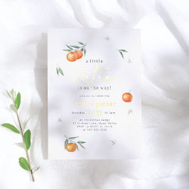 Een kleine stropdas is op weg naar Oranje Baby sho Folie Uitnodiging