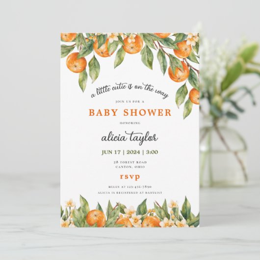 Een kleine stropdas is op weg naar Oranje Baby sho Kaart (Staand voorkant)