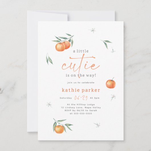 Een kleine stropdas is op weg naar Oranje Baby sho Kaart (Voorkant)