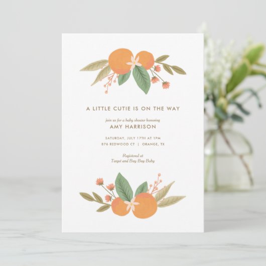 Een kleine stropdas is op weg naar Oranje Baby sho Kaart (Staand voorkant)