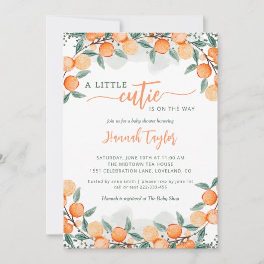 Een kleine stropdas is op weg naar Oranje Baby sho Kaart (Voorkant)