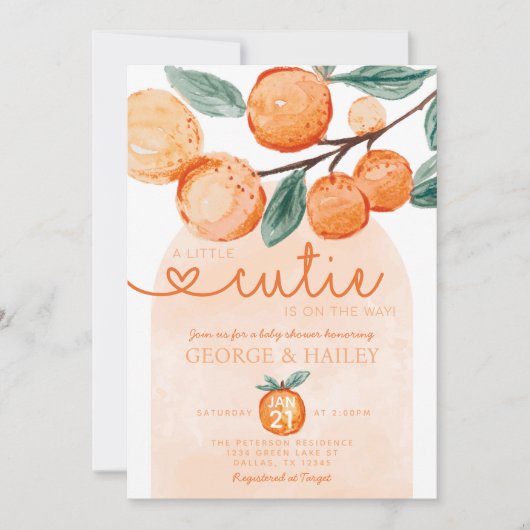 Een kleine stropdas is op weg naar Oranje Baby sho Kaart (Voorkant)