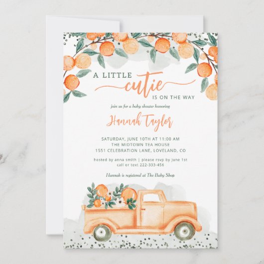 Een kleine stropdas is op weg naar Oranje Baby sho Kaart (Voorkant)