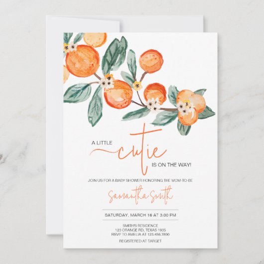 Een kleine stropdas is op weg naar Oranje Baby sho Kaart (Voorkant)