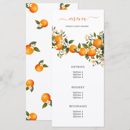 Een kleine stropdas is op weg naar Oranje Baby sho Menu (Voorkant / Achterkant)