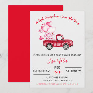 Een kleine Sweetheart Rode Truck Baby Shower Kaart