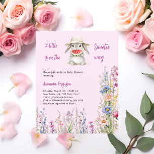 Een kleine Sweetie bunny roze Baby shower uitnodig