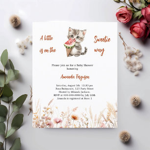Een kleine Sweetie kat Baby shower uitnodiging