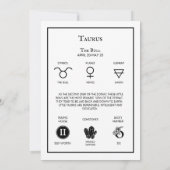 Een kleine Taurus Zodiac Baby shower Uitnodiging (Achterkant)