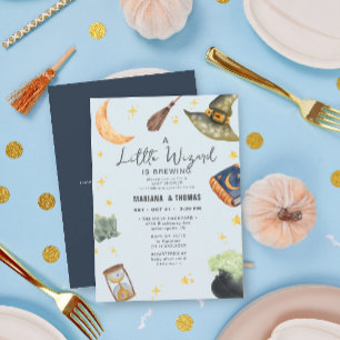 Een kleine tovenaar brouwen jongen Halloween Baby  Kaart