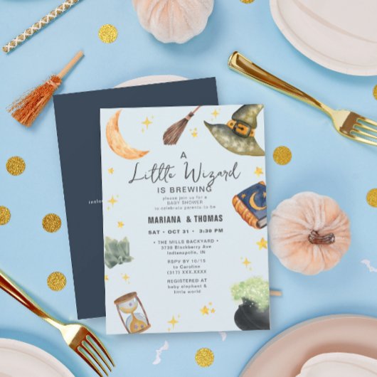 Een kleine tovenaar brouwen jongen Halloween Baby Kaart