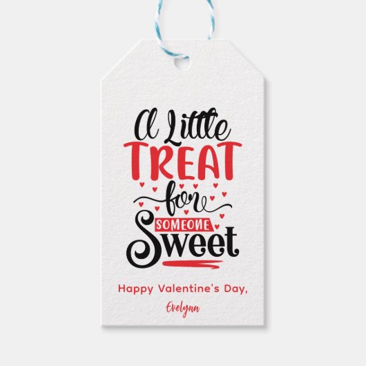 Een kleine traktatie voor iemand lieve Valentijnsd Cadeaulabel (Voorkant)