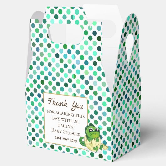 Een kleine uitgebroede DINOSAURUS Baby Shower Fees Bedankdoosjes (Geopend)