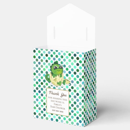 Een kleine uitgebroede DINOSAURUS Baby Shower Fees Bedankdoosjes (Geopend)