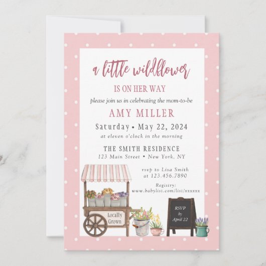 Een kleine uitnodiging tot Baby shower in Wildflow (Voorkant)