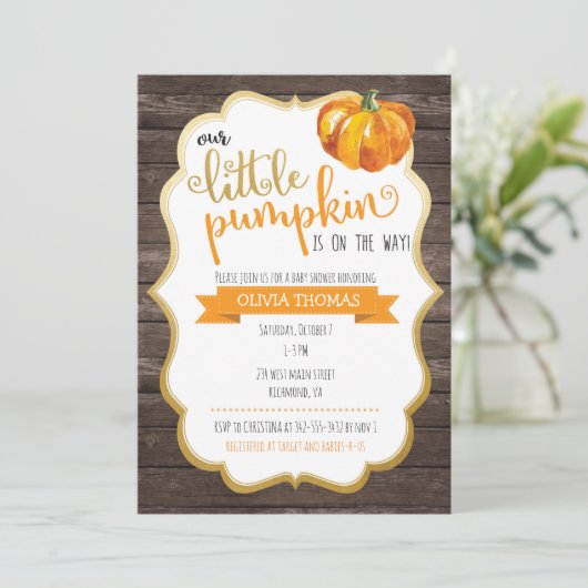 Een kleine uitnodiging voor een Baby shower (Staand voorkant)