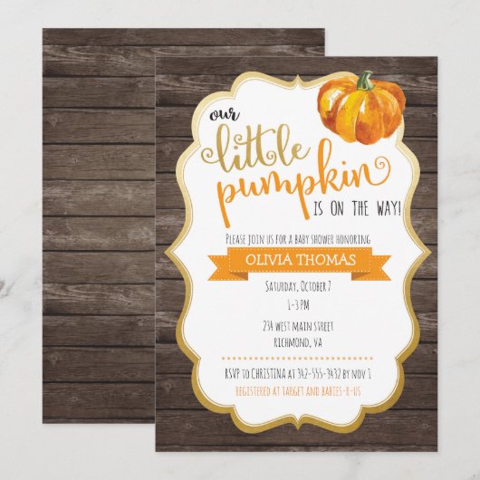 Een kleine uitnodiging voor een Baby shower (Voorkant / Achterkant)