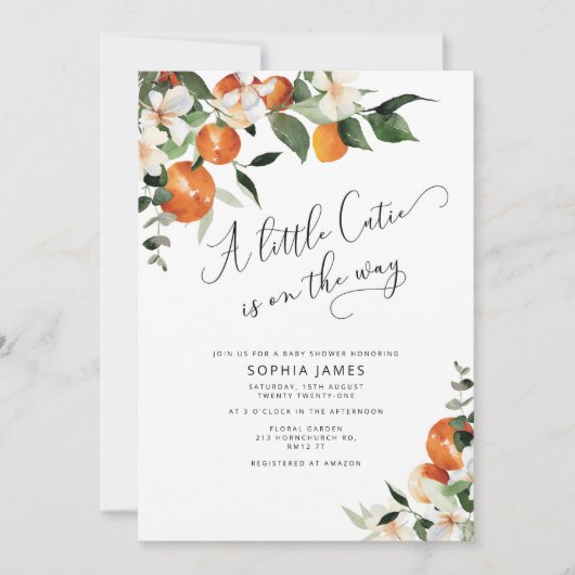 Een kleine uitnodiging voor een baby shower Cutie (Voorkant)