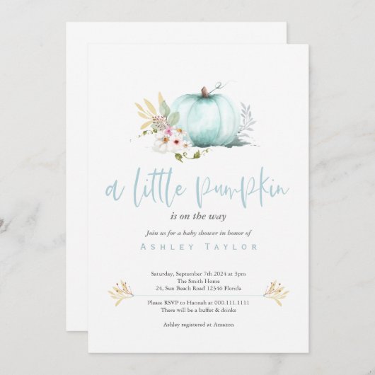 Een kleine uitnodiging voor een Baby shower met po (Voorkant / Achterkant)