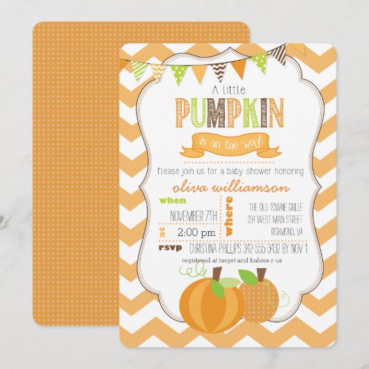 Een kleine uitnodiging voor een Baby shower met po (Voorkant / Achterkant)