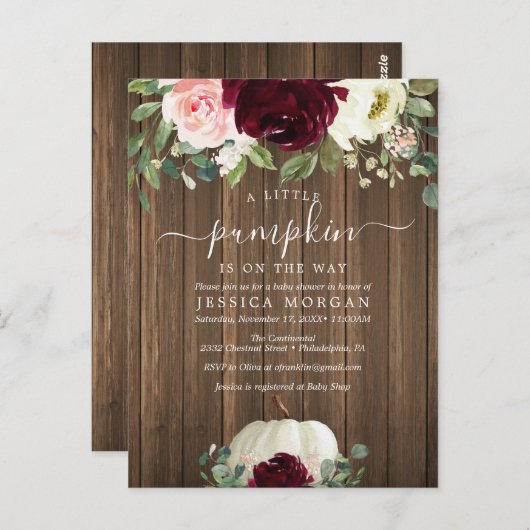 Een kleine uitnodiging voor een Baby shower met po (Voorkant / Achterkant)