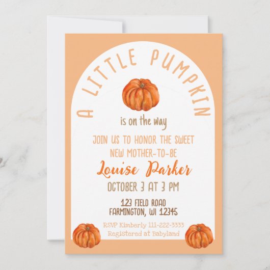 Een kleine uitnodiging voor een Baby shower met po (Voorkant)