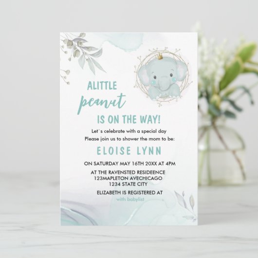 Een kleine uitnodiging voor een Baby shower van El (Staand voorkant)