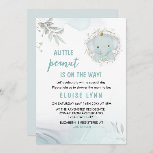 Een kleine uitnodiging voor een Baby shower van El (Voorkant / Achterkant)