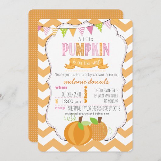 Een kleine uitnodiging voor een Baby shower van Pu (Voorkant / Achterkant)