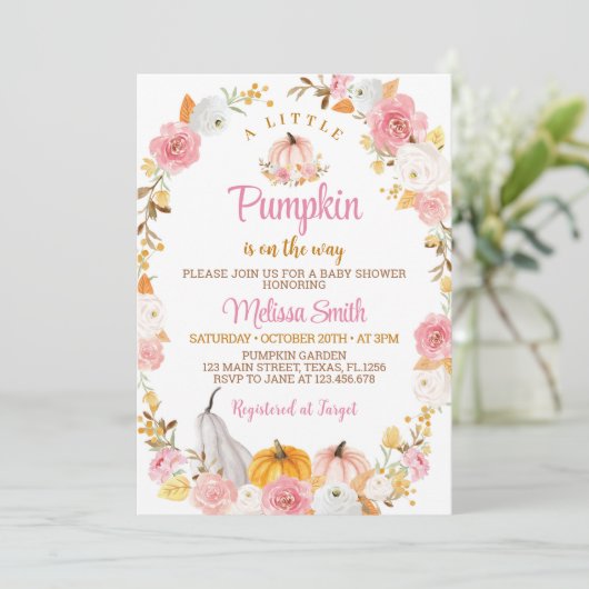 Een kleine uitnodiging voor een Baby shower van Pu (Staand voorkant)