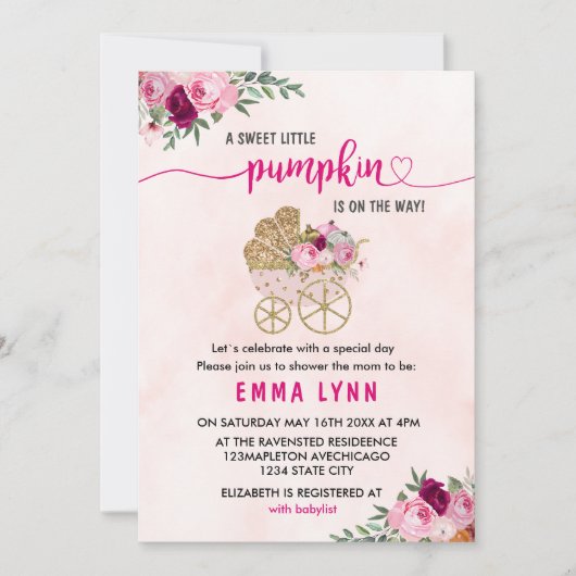 Een kleine uitnodiging voor een Baby shower van Pu (Voorkant)