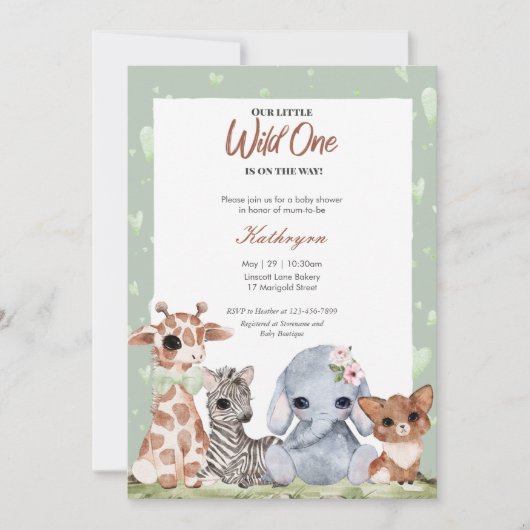 Een kleine uitnodiging voor één dierlijk Baby show (Voorkant)