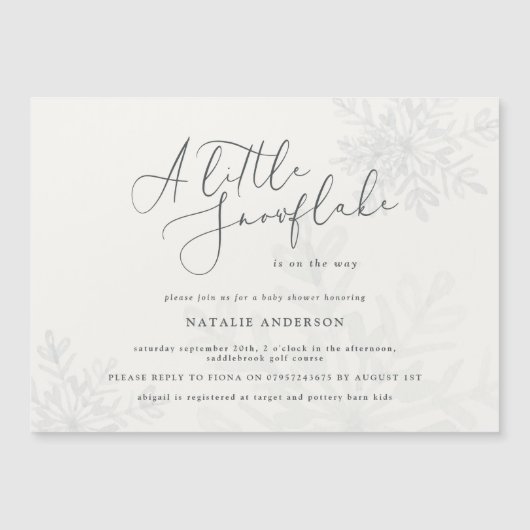 Een kleine uitnodiging voor een sneeuwvlok baby sh (Voorkant)