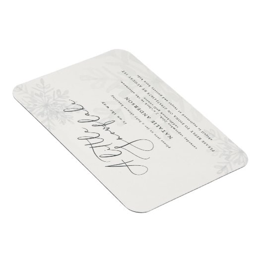 Een kleine uitnodiging voor een sneeuwvlok baby sh magneet (Rechterzijde)