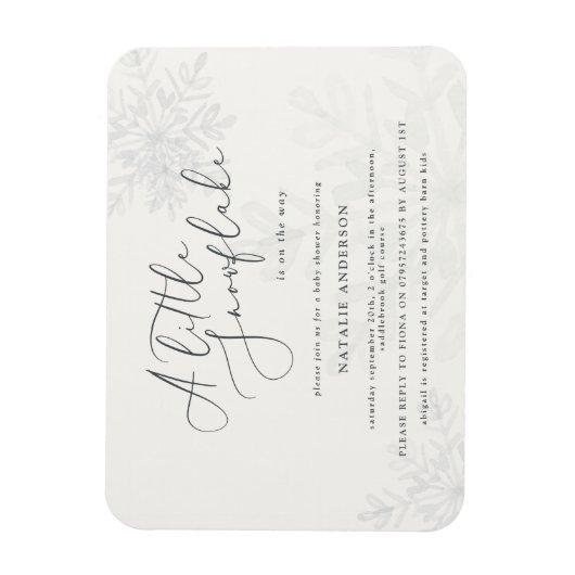 Een kleine uitnodiging voor een sneeuwvlok baby sh magneet (Verticaal)