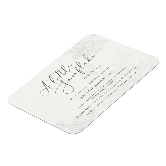 Een kleine uitnodiging voor een sneeuwvlok baby sh magneet (Linkerzijde)